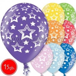 12"/30 cm lateksa baloni, Zvaigznes, 15 gab.