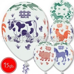 12"/30 см шар из латекса, Домашние животные мульти, 15 шт.