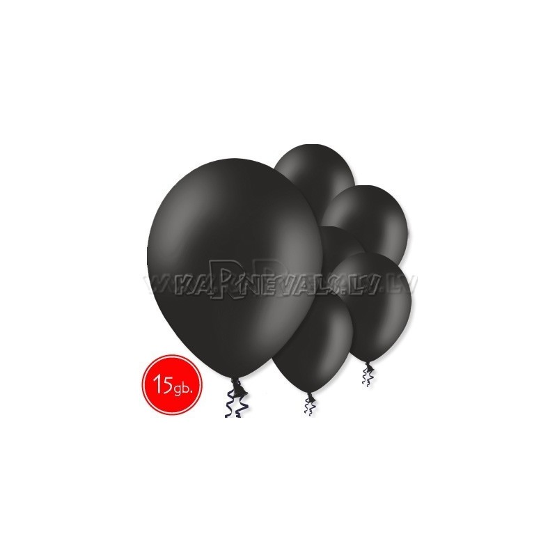 10.5"/27cm  lateksa balons,, pastels, melns,  15 gab. 