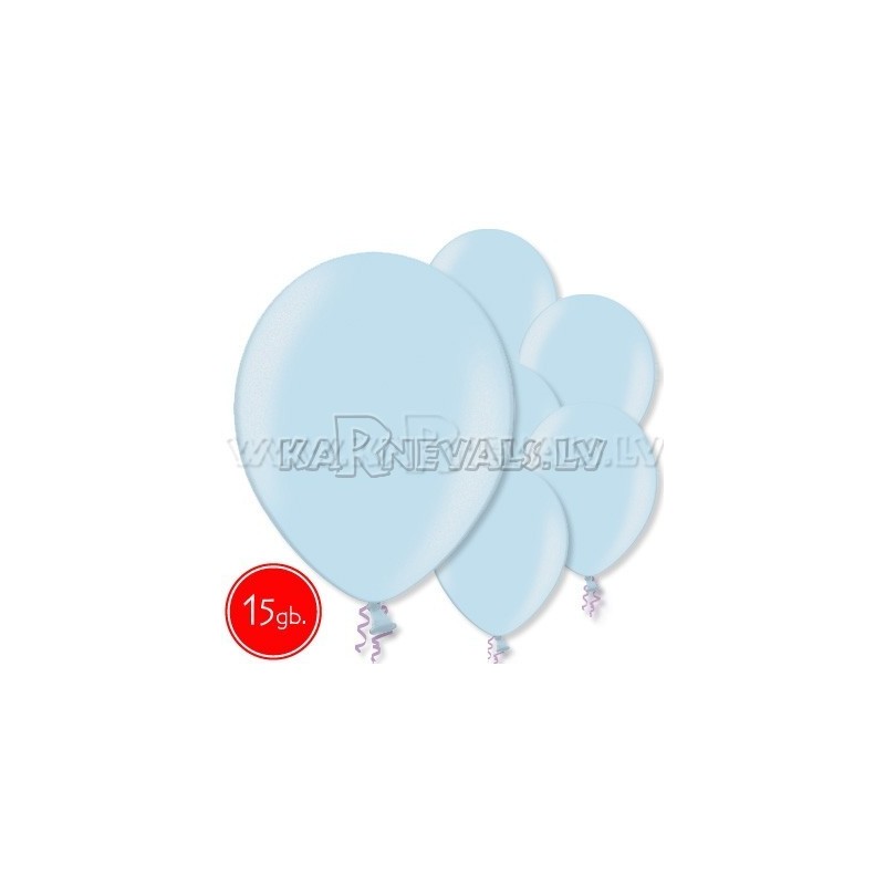 12"/30cm lateksa balons, metalliks, gaiši zils, 15 gab.