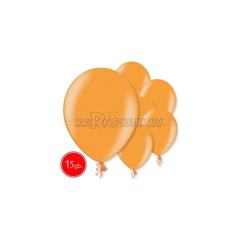 12"/30cm lateksa balons, metalliks, oranžs, 15 gab.