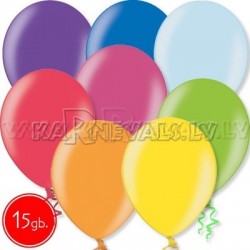 12"/30cm lateksa balons, metalliks, assorti, 15 gab.
