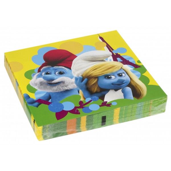 Dekoratīvais papīra salvetes Tēma: Smurfs Movie  32.7cm х 32,7cm 16.gab.