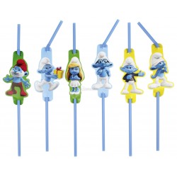 Трубочки для коктейля, Тема: Smurfs Movie, 24 см, 8 шт.