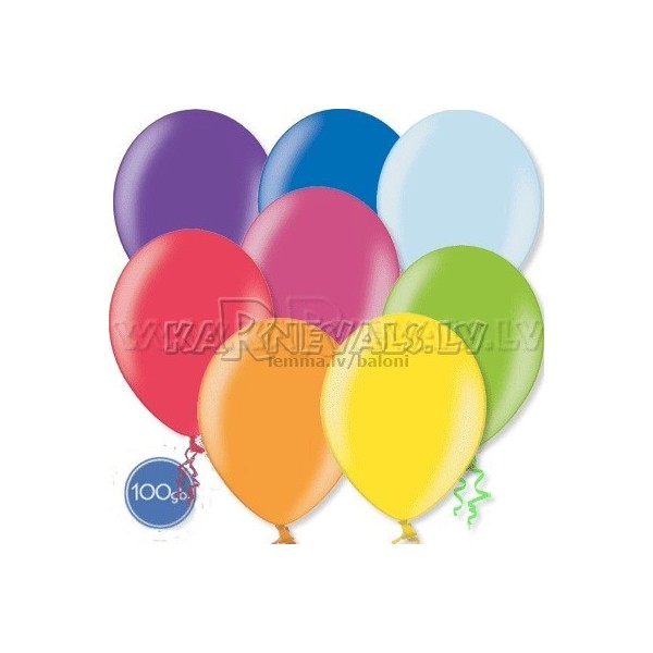 12"/30cm lateksa balons, metalliks, assorti, 100 gab.