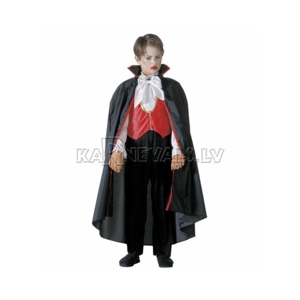 Vampīra kostīms (128cm) - krekls ar vesti, tauriņš, bikses, apmetnis