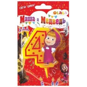 Свеча цифра «4», Маша и Медведь