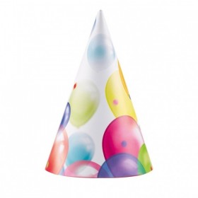 8 Party Cone Hats All Aboard Birthday 16 cm