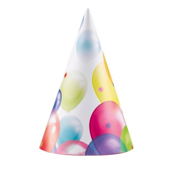 8 Party Cone Hats All Aboard Birthday 16 cm