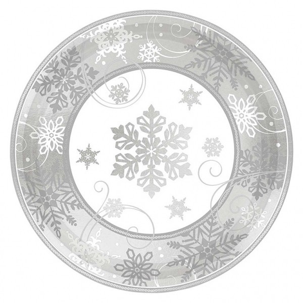 8 Plates sparkling snowflake 18 cm